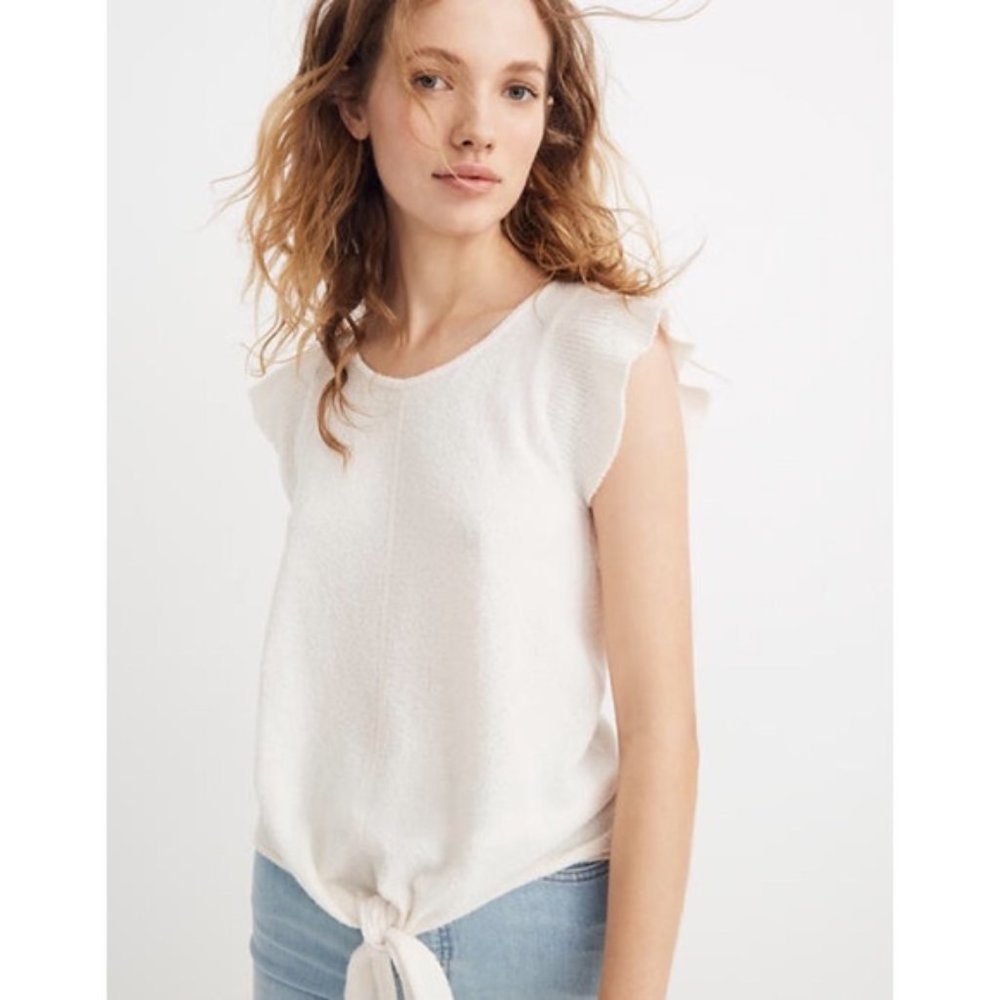 Madewell Tie Front Marin Sweater LARGE - Picture 1 of 4